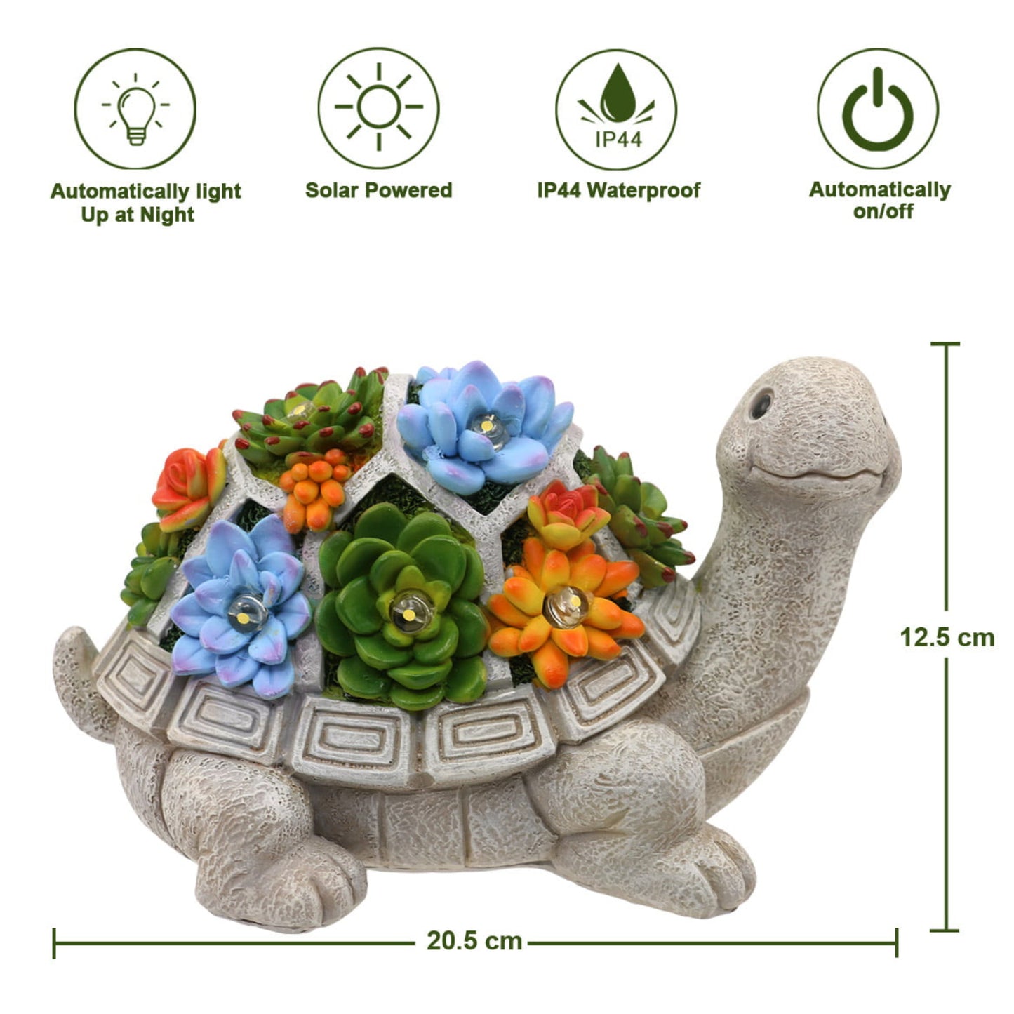 Turtle Succulent Statue Solar Light Turtle Statue Solar Walkway Light Turtle With Succulent And 7 LED Lights Garden Decoration Solar Lights Yard Solar Light Waterproof Solar LED Light - RS5866