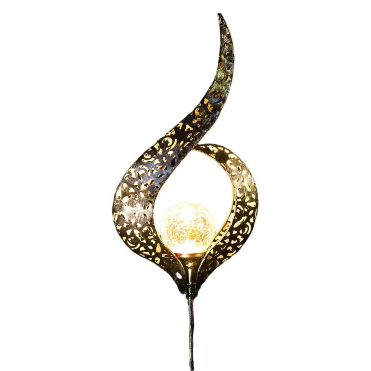 Crackle Glass Globe Stake Lights Glass Globe Statue Solar Walkway Light Garden Decoration Solar Lights Yard Solar Light Waterproof Solar LED Light - Bronze - RS5871