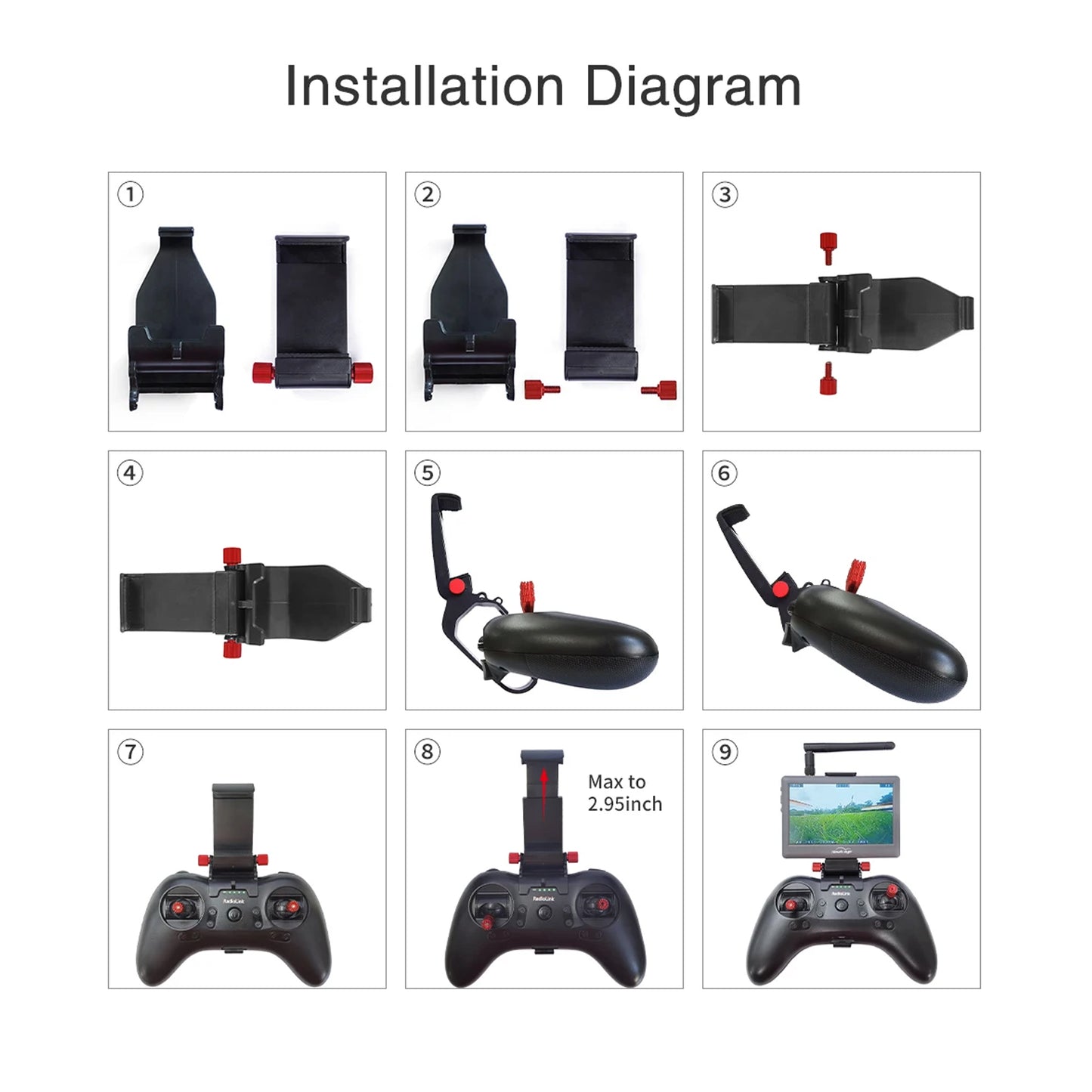 Radiolink T8S Screen Holder RC FPV Monitor Holder Screen Display Mounting Bracket Plastic Lightweight for Radiolink T8S Transmitter Controller - RS6052 - REES52