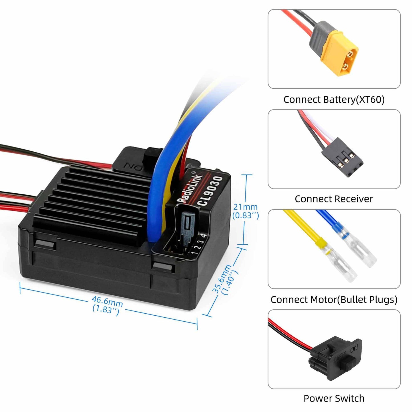 Radiolink Cool 9030 ESC 90A Brushed Waterproof (XT60 Plug)