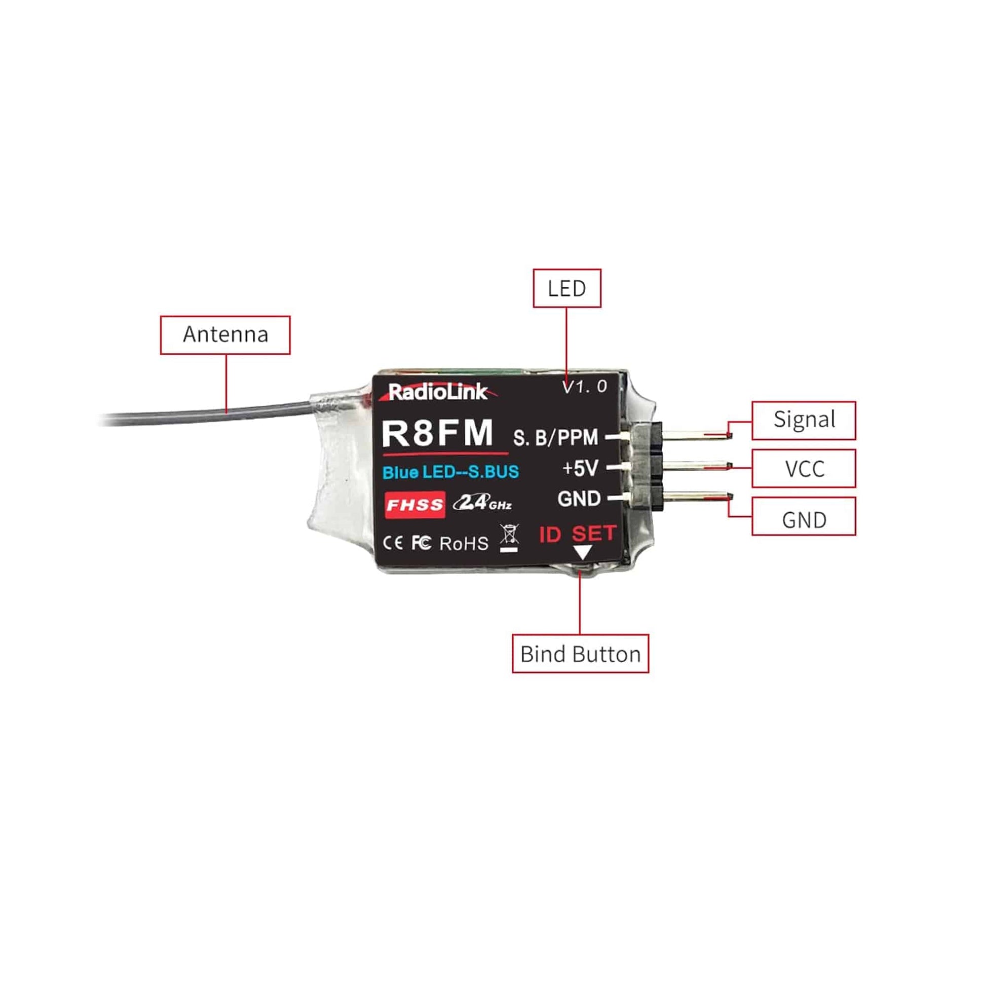 Radiolink R8FM RC Receiver 8 Channels 2.4GHz Micro