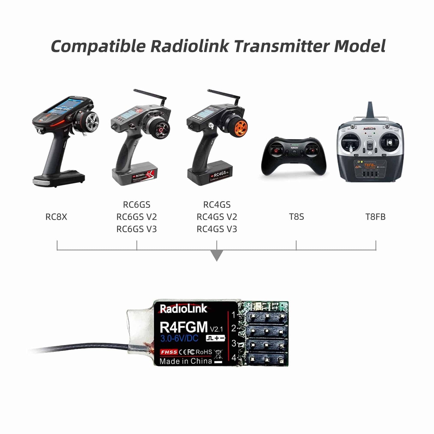 Radiolink R4FGM RC Receiver 2.4Ghz 4 Channels Tiny