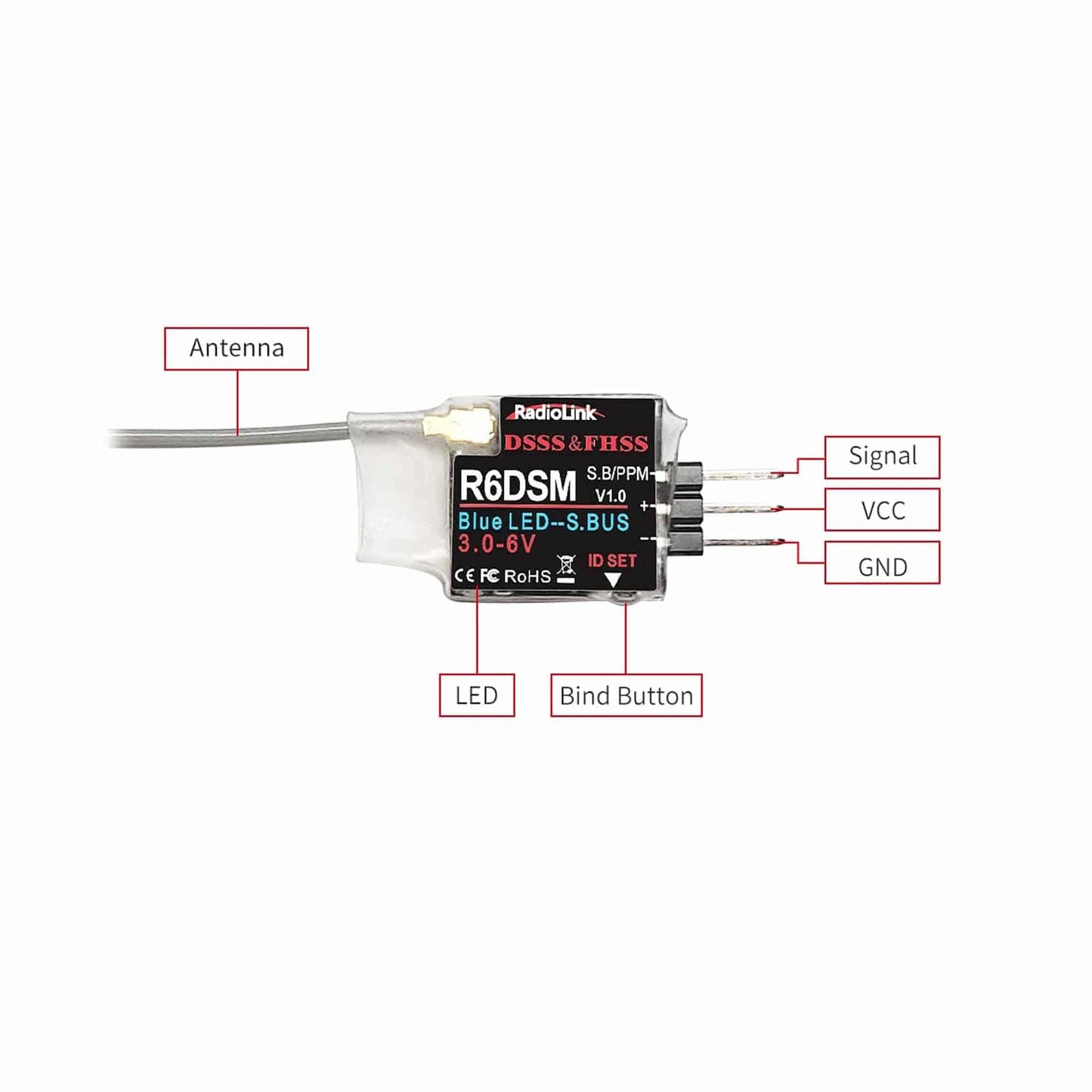 Radiolink R6DSM RC Receiver 2.4Ghz 10 Channels