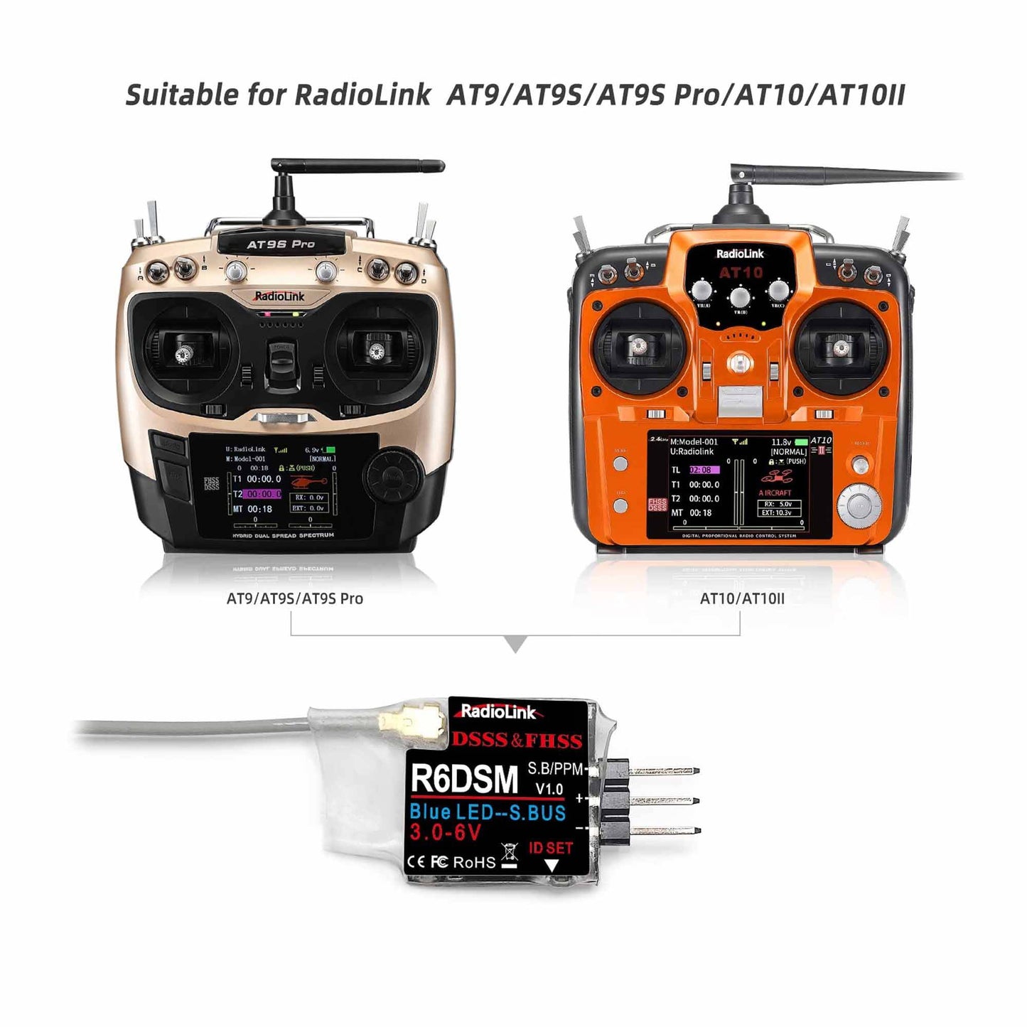 Radiolink R6DSM RC Receiver 2.4Ghz 10 Channels