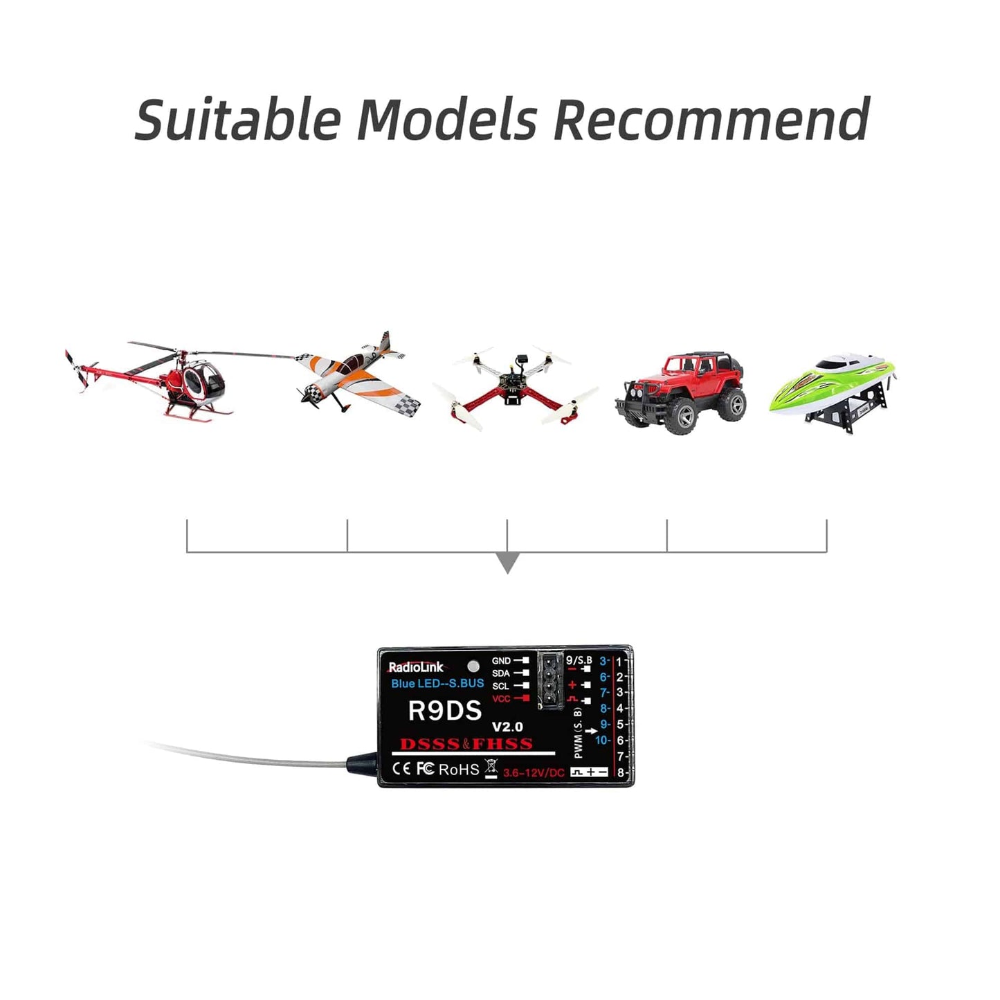 Radiolink R9DS RC Receiver 10 Channels 2.4GHz