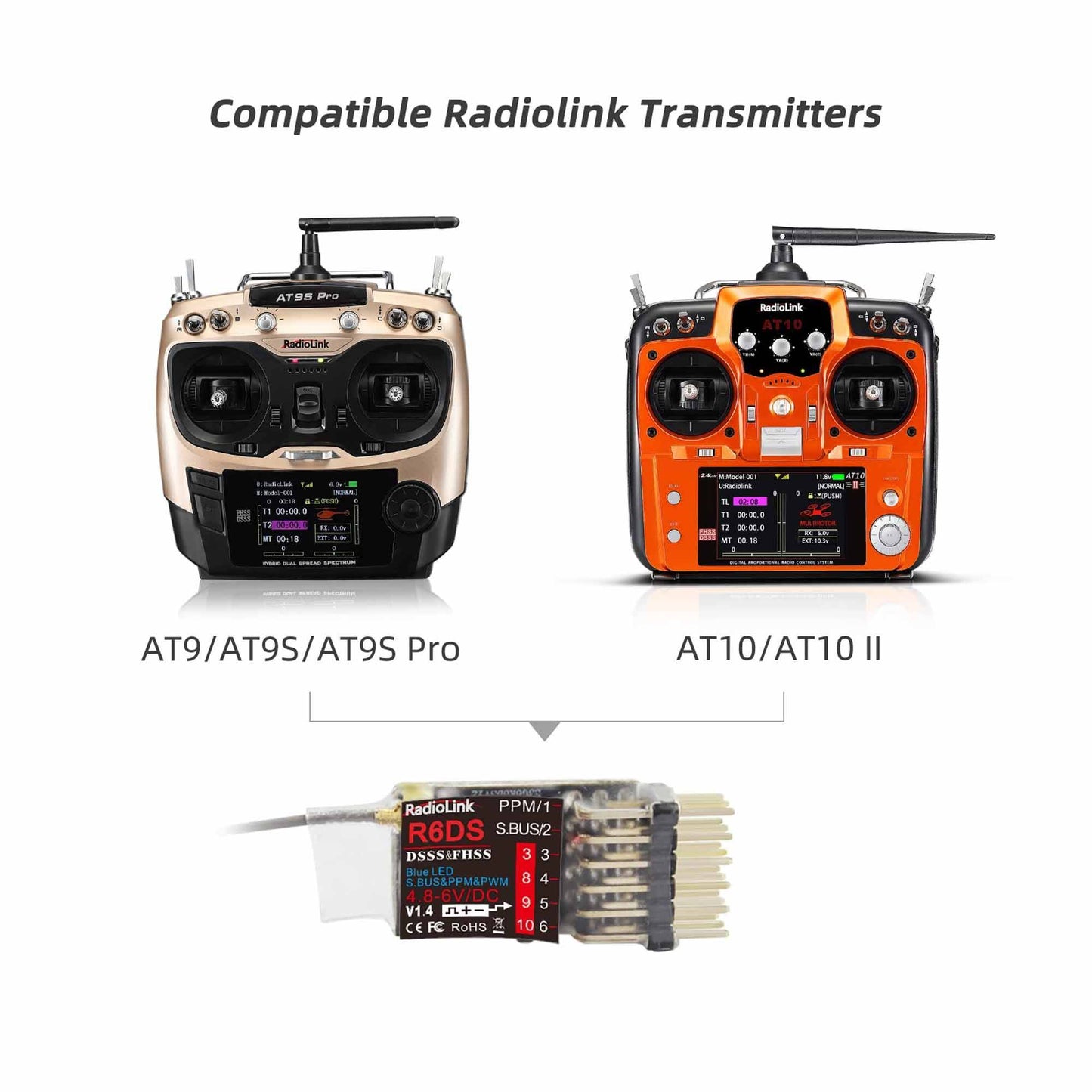 Radiolink R6DS RC Receiver 2.4GHz RC Receiver 6/10 Channels