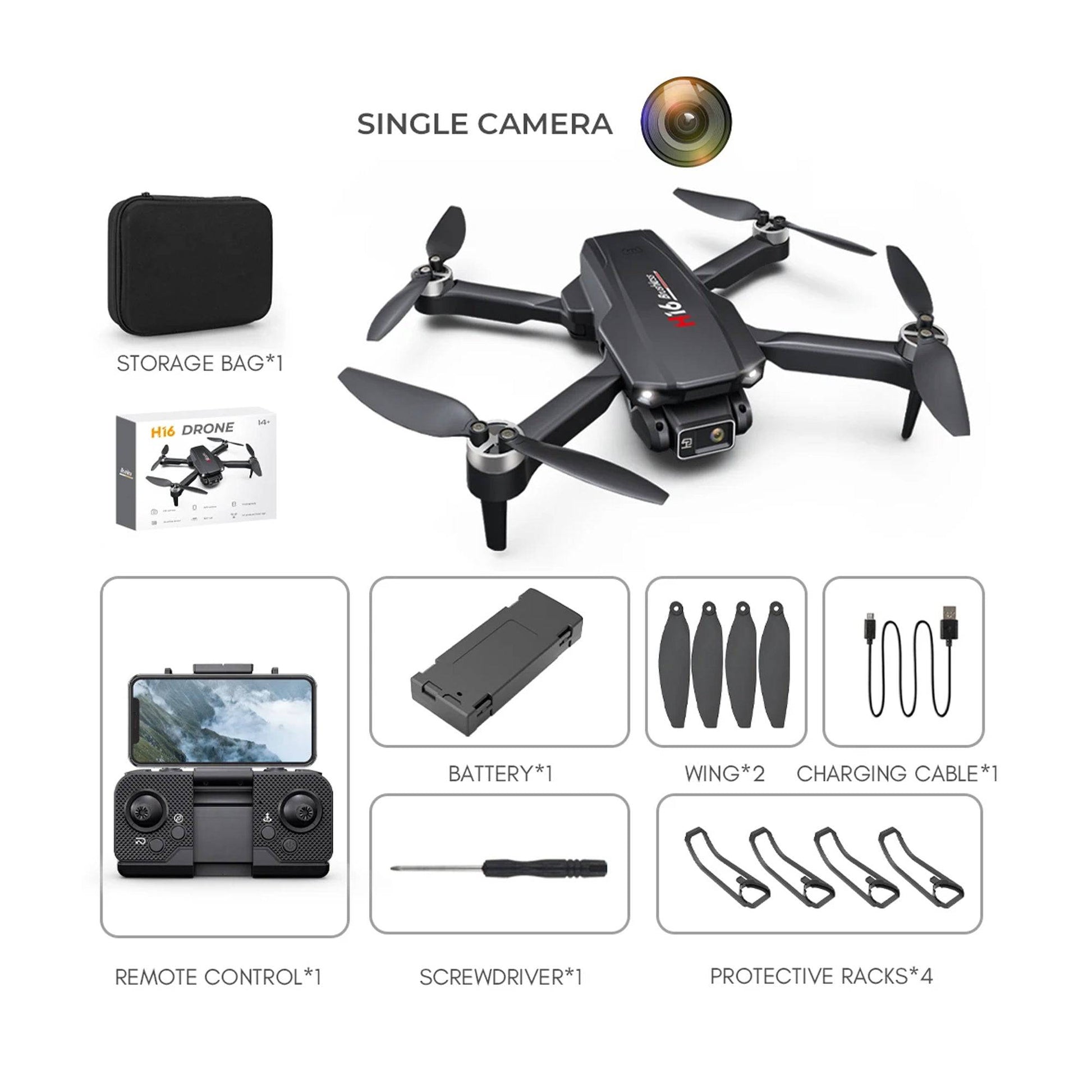 H16 Mini RC Foldable Drone With 4K Single Camera
