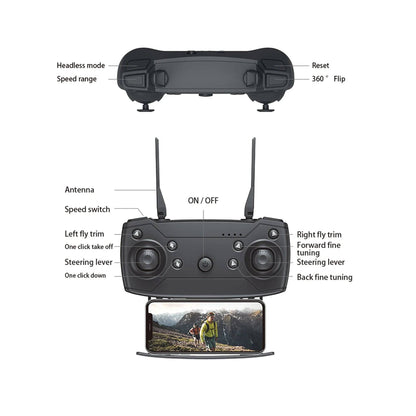 E88 Foldable Drone Wi-Fi 4K FPV Dual Camera 360° Flip