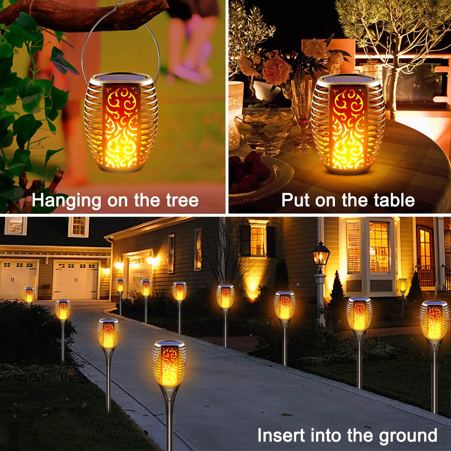 Tiki Torch Solar Lights Flickering Flame Solar Lantern 3-In-1 Solar Tiki Torch With Flickering Flame Large Solar Torch Light Outdoor Decor For Garden, Pathway, Landscape Decorations, Pack Of 1 - RS6129