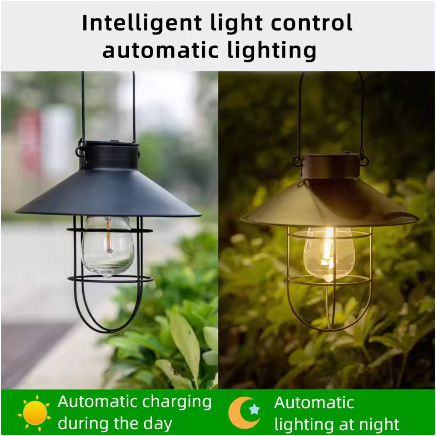Wall Mount Hanging Solar Light Solar-Powered Hanging Lantern With Wall Mount Solar Outdoor Lights For Garden, Patio, And Fence Wireless Solar Lights - Bronze - RS6131