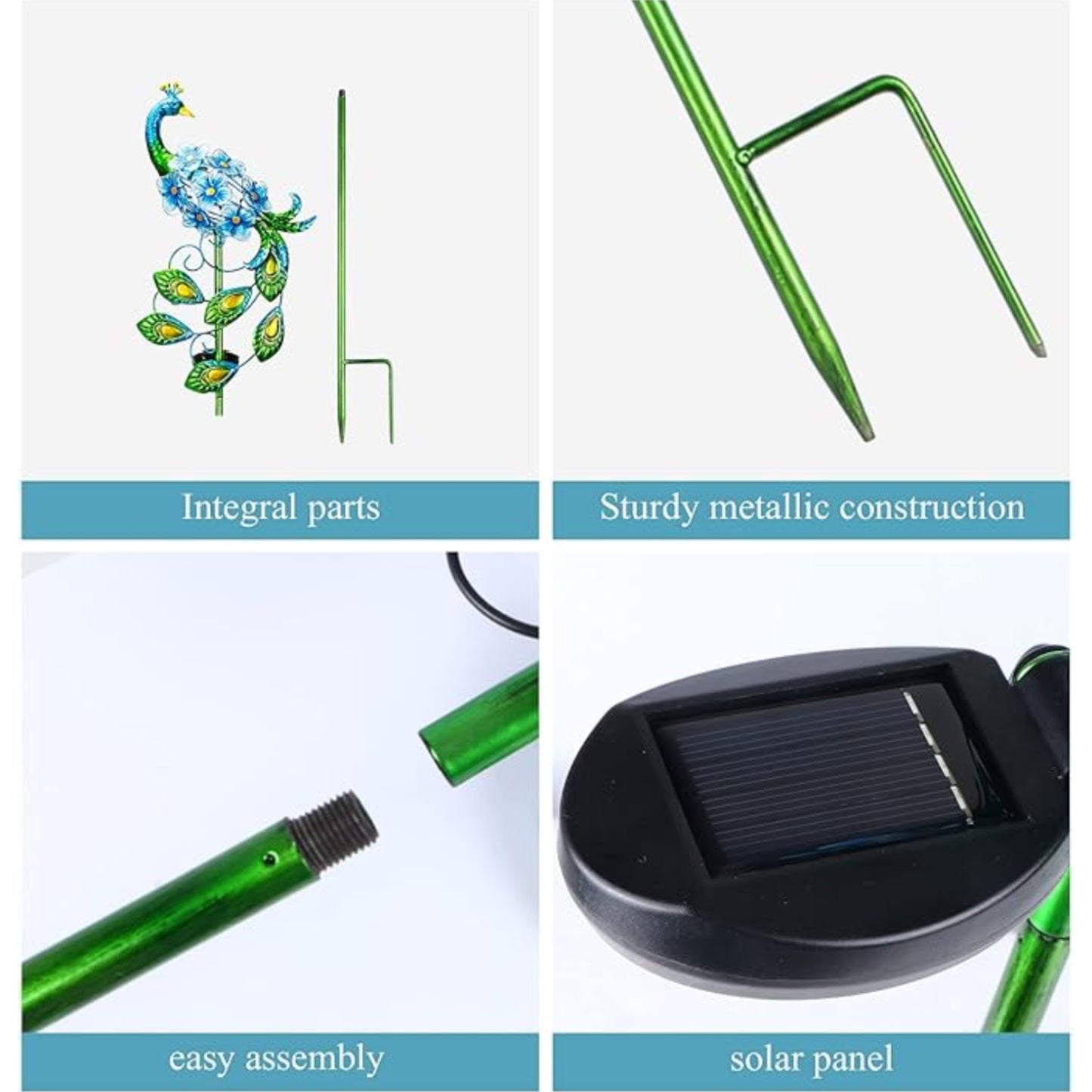 Peacock Stake Solar Lights Solar-Powered Metal Peacock Stake Lights Garden Decoration Solar Lights Walkway Solar Light Waterproof Solar LED Light - RS6137