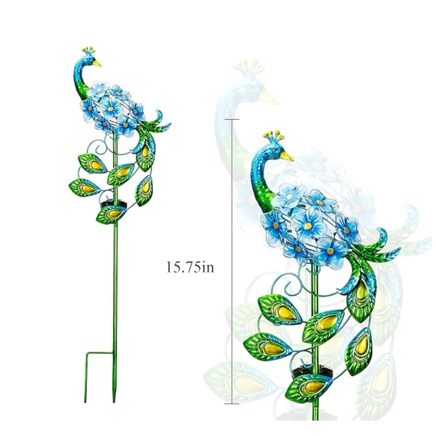 Peacock Stake Solar Lights Solar-Powered Metal Peacock Stake Lights Garden Decoration Solar Lights Walkway Solar Light Waterproof Solar LED Light - RS6137