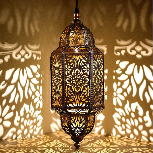 Moroccan Hanging Solar Light Outdoor Garden Decorative Solar Lantern Waterproof Metal Moroccan Outdoor Decorations For Patio Pathway Yard Porch Backyard Garden Decor - RS6158