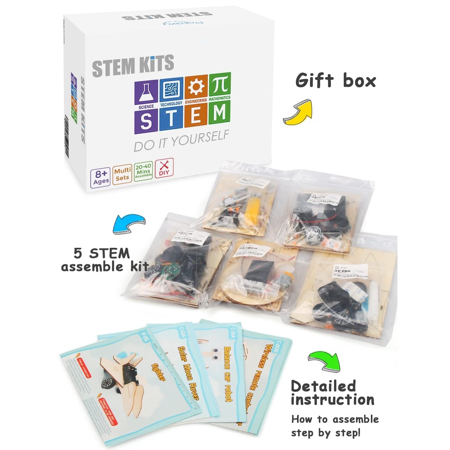 5 in 1 STEM Model Car DIY Kit, 3D Wooden Puzzles