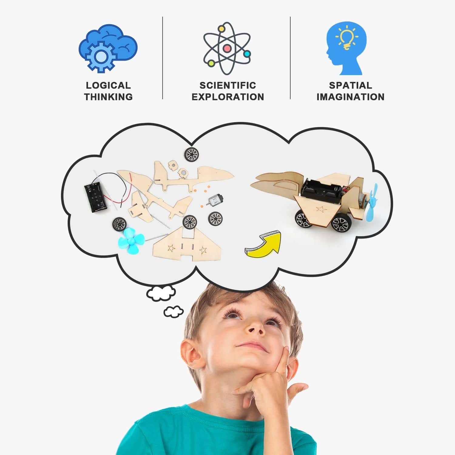 5 in 1 STEM Model Car DIY Kit, 3D Wooden Puzzles