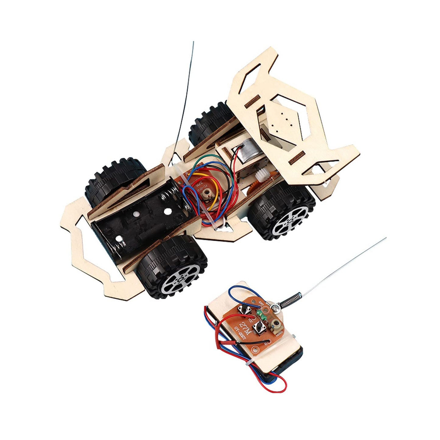 DIY Wooden F1 Racing Car Kit Wooden Wireless Remote Control F1 Racing Car Science Kit to Build - RS6173