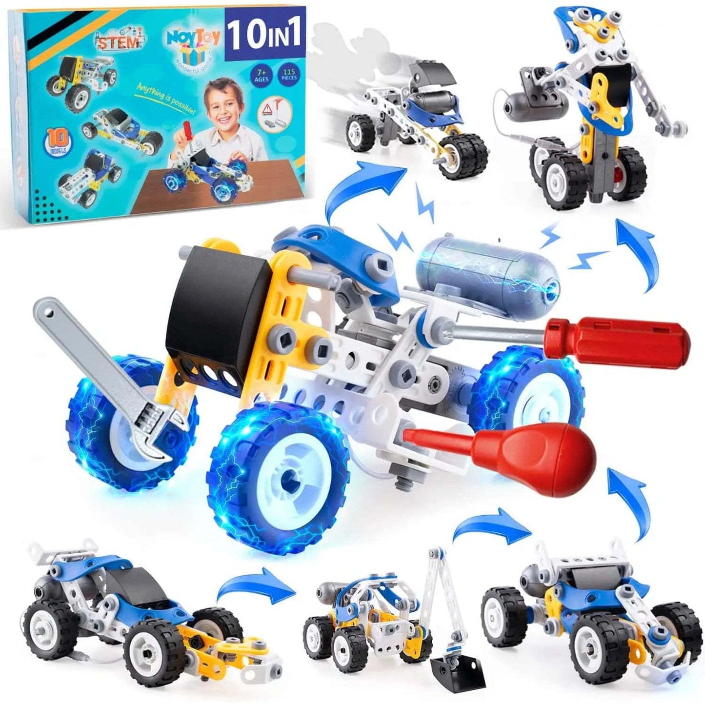 DIY 10-in-1 STEM Toys Motorized Building Toys