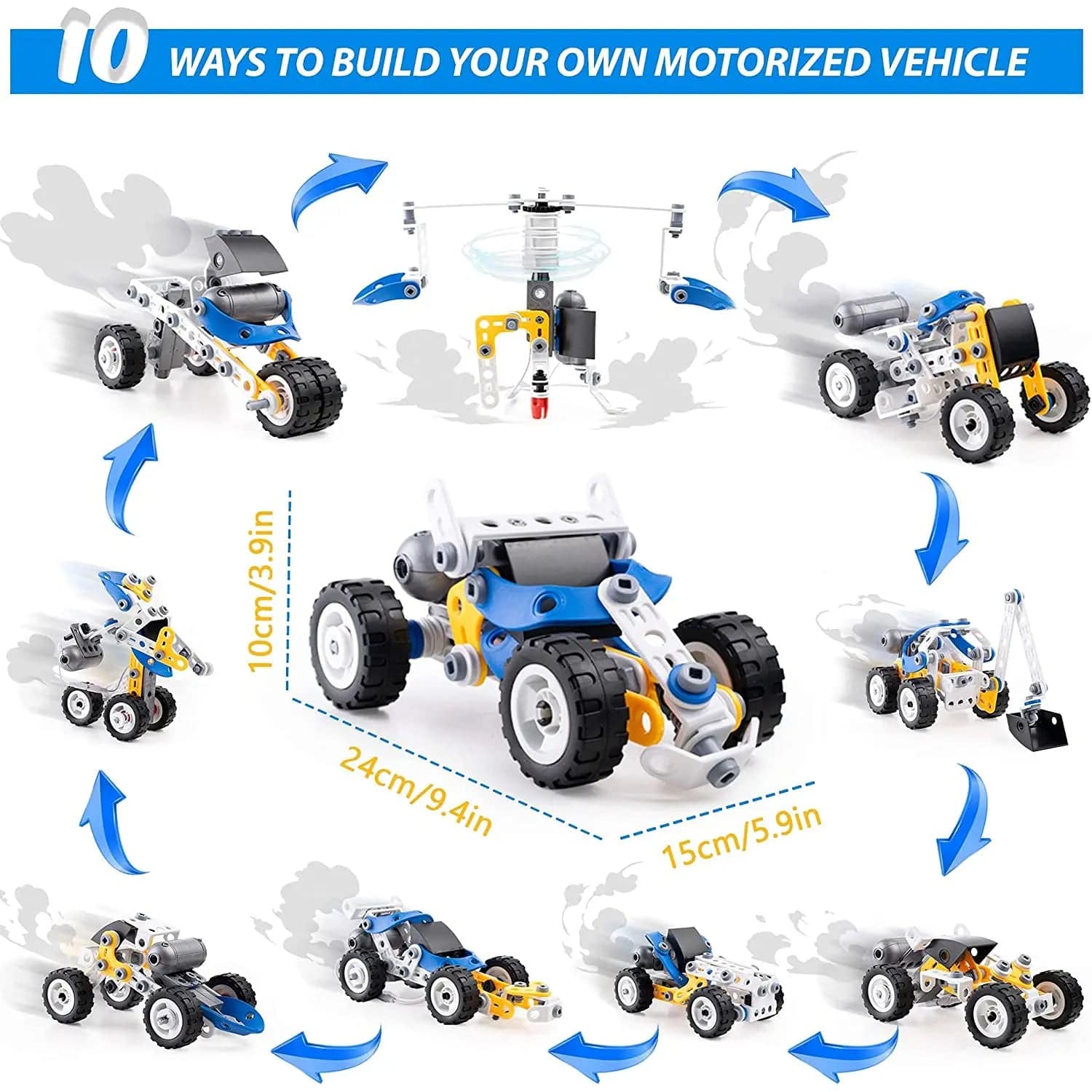 DIY 10-in-1 STEM Toys Motorized Building Toys