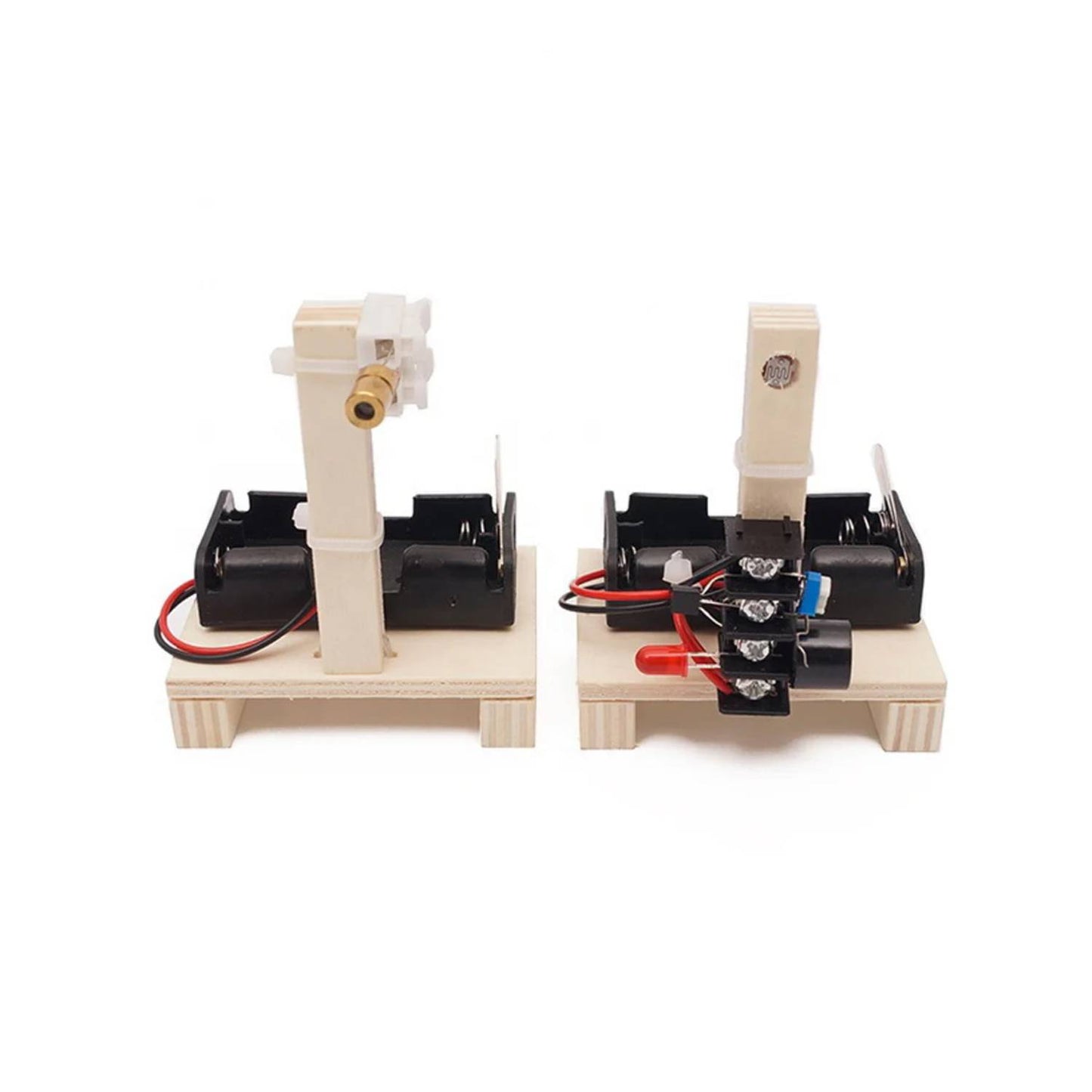Laser Infrared Alarm STEM Kit Wooden Laser Infrared Alarm Model Early Educational Learning Kits for Kids Robot Construction Sets Electric Educational STEM Kit - RS6304