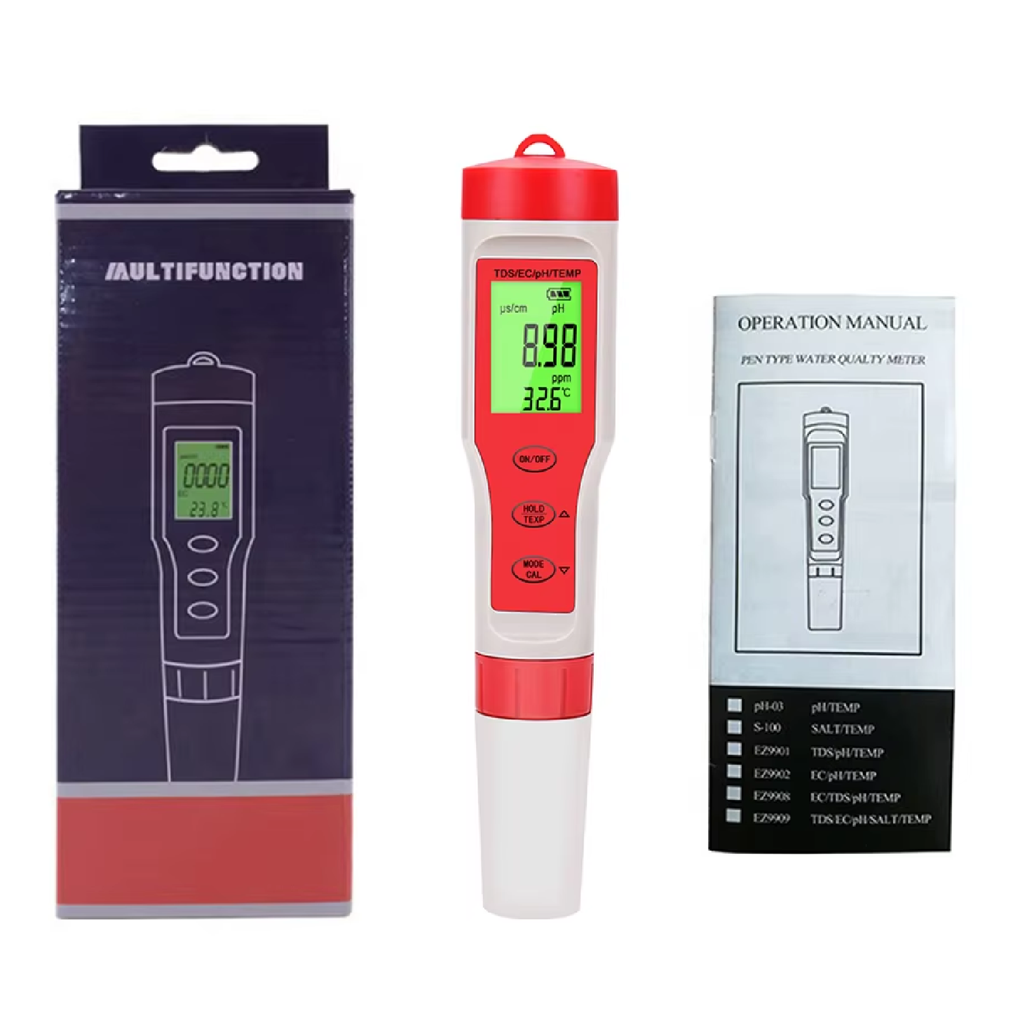 4-in-1 Water Quality Tester (pH/TDS/EC/Temp)