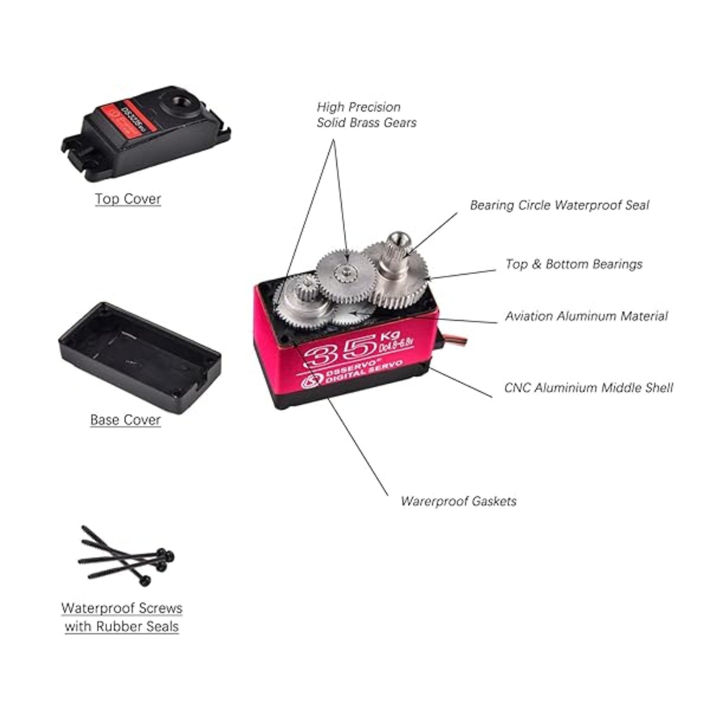 DS3235MG 35KG Digital Servo Motor 35KG 270° High Torque Servo Motor With Metal Gear Servo Motor Arduino High Torque Servo Precise Position Control For Arduino Projects - Position Rotation - RS6593