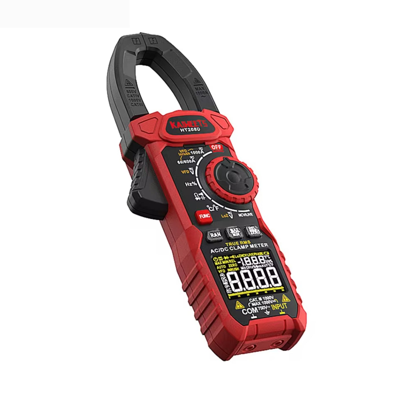 Kaiweets HT208D Digital Clamp Meter Precision AC/DC Current Measurement With True RMS And Inrush Current Monitoring For Electrical Trouble Shooting And Industrial Applications - RS6645