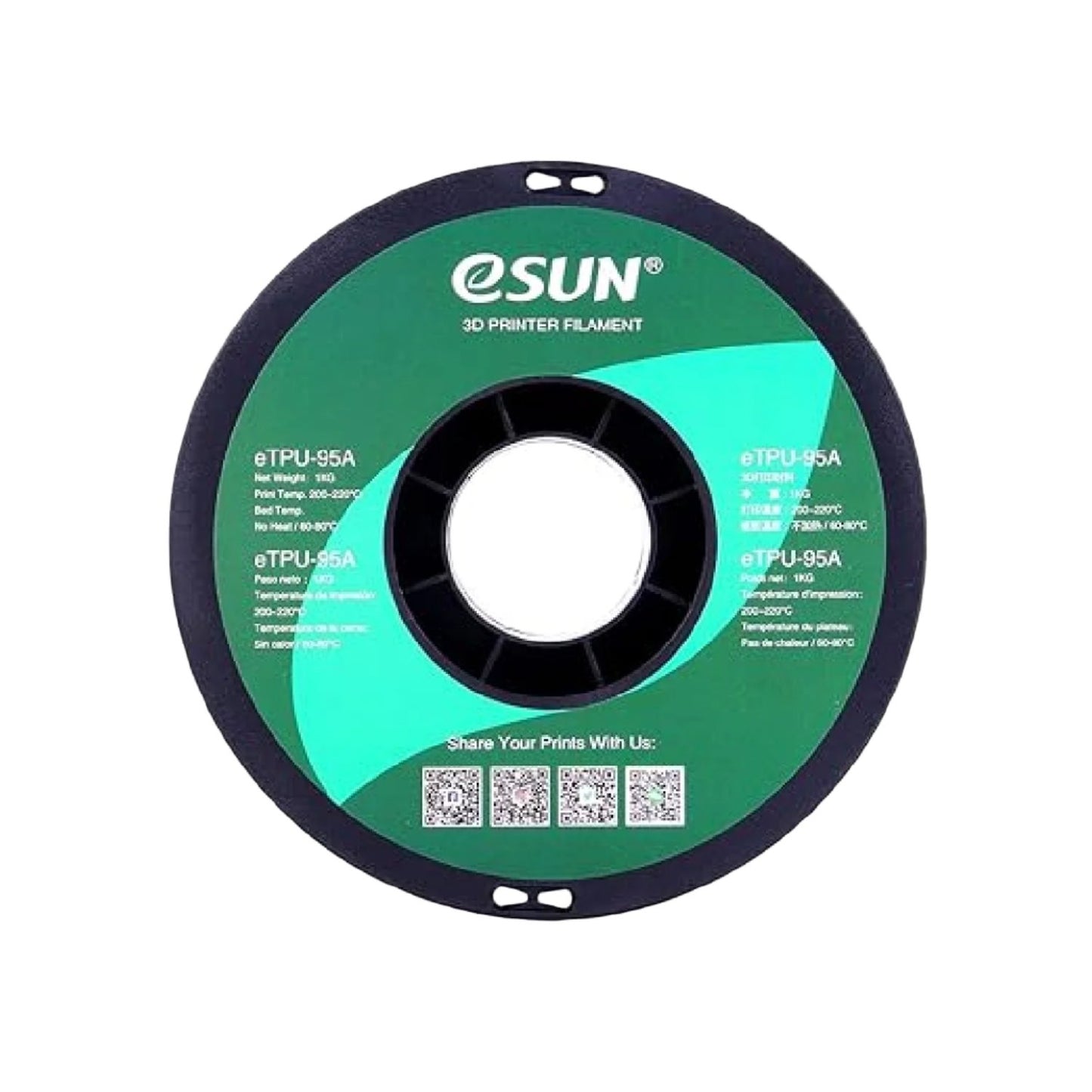 eTPU-95A 1kg black filament for 3D printing