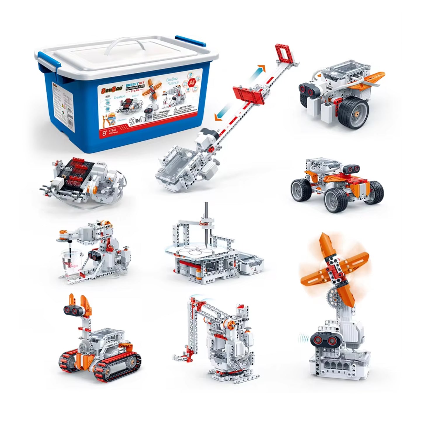 BanBao 9 In 1 Programming Building Block Robot Educational Programming Building Block Super Cool Robot Toy 491 Pcs - RS6962