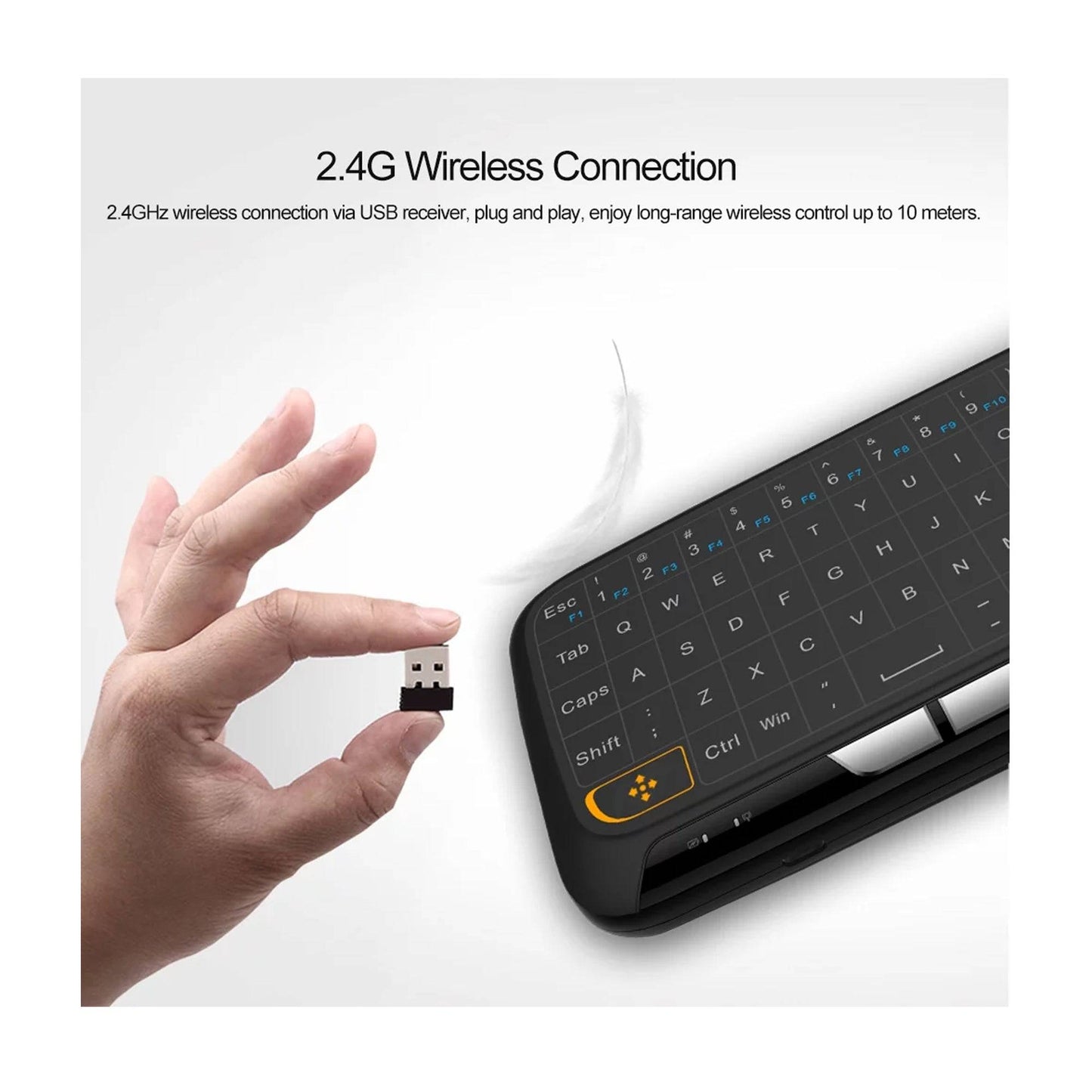 H18 2.4GHz Mini Keyboard Air Mouse QWERTY Keyboard - Black
