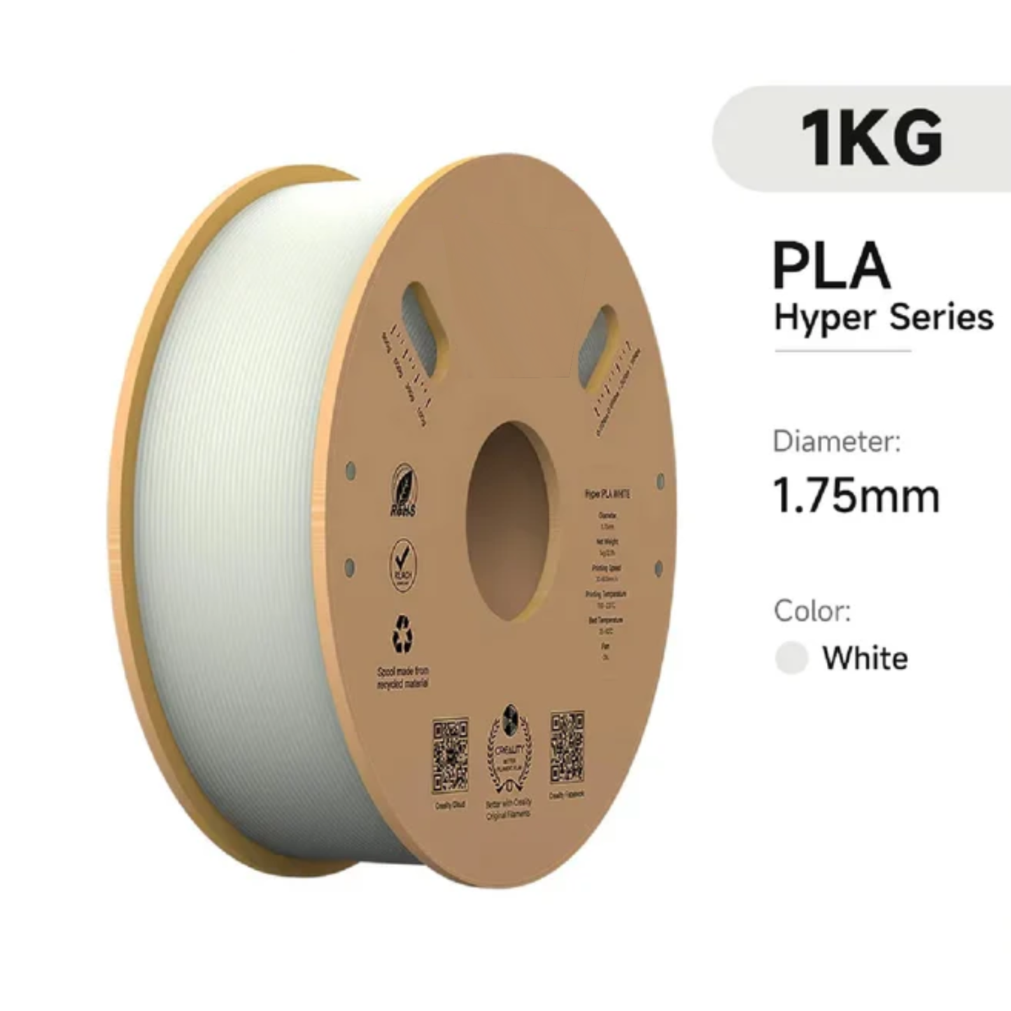 Snow White Ultra Speed PLA+ Filament - 1.75mm, 1kg (if 1.75mm)