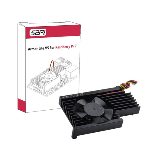 52Pi Armor Lite V5 Heatsink with PWM Fan Raspberry Pi Active Cooling Module For Effective & Quiet Cooling Solution - RS9272