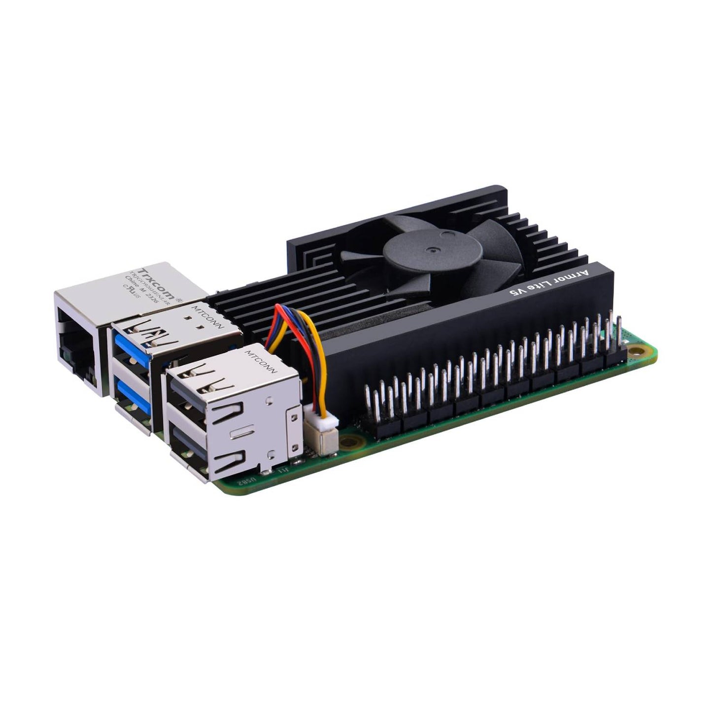52Pi Armor Lite V5 Heatsink with PWM Fan Raspberry Pi Active Cooling Module For Effective & Quiet Cooling Solution - RS9272