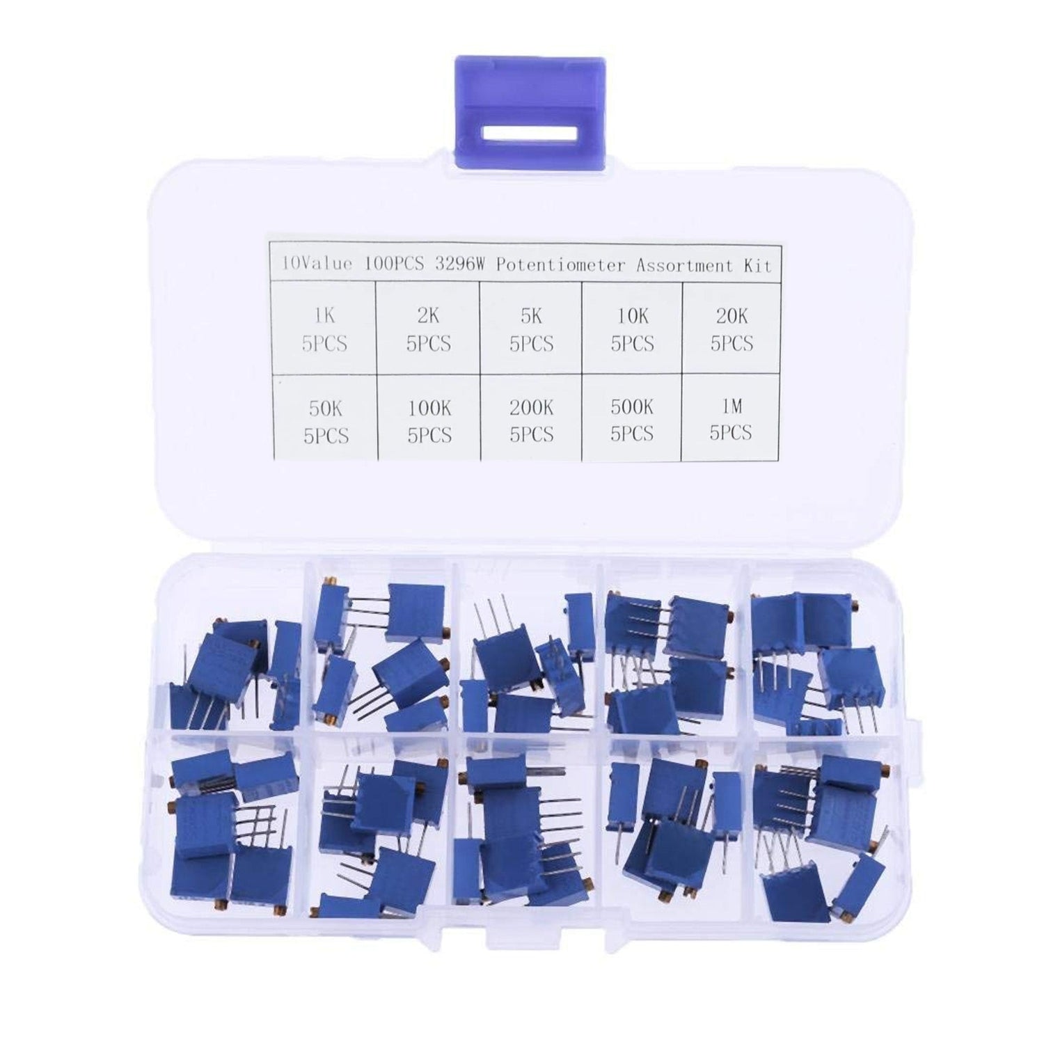 3296W 1K-1M Multi-Turn Trimmer Potentiometer Variable Resistor DIY Kits Variable Resistor Assortment Kit- RS937 - REES52