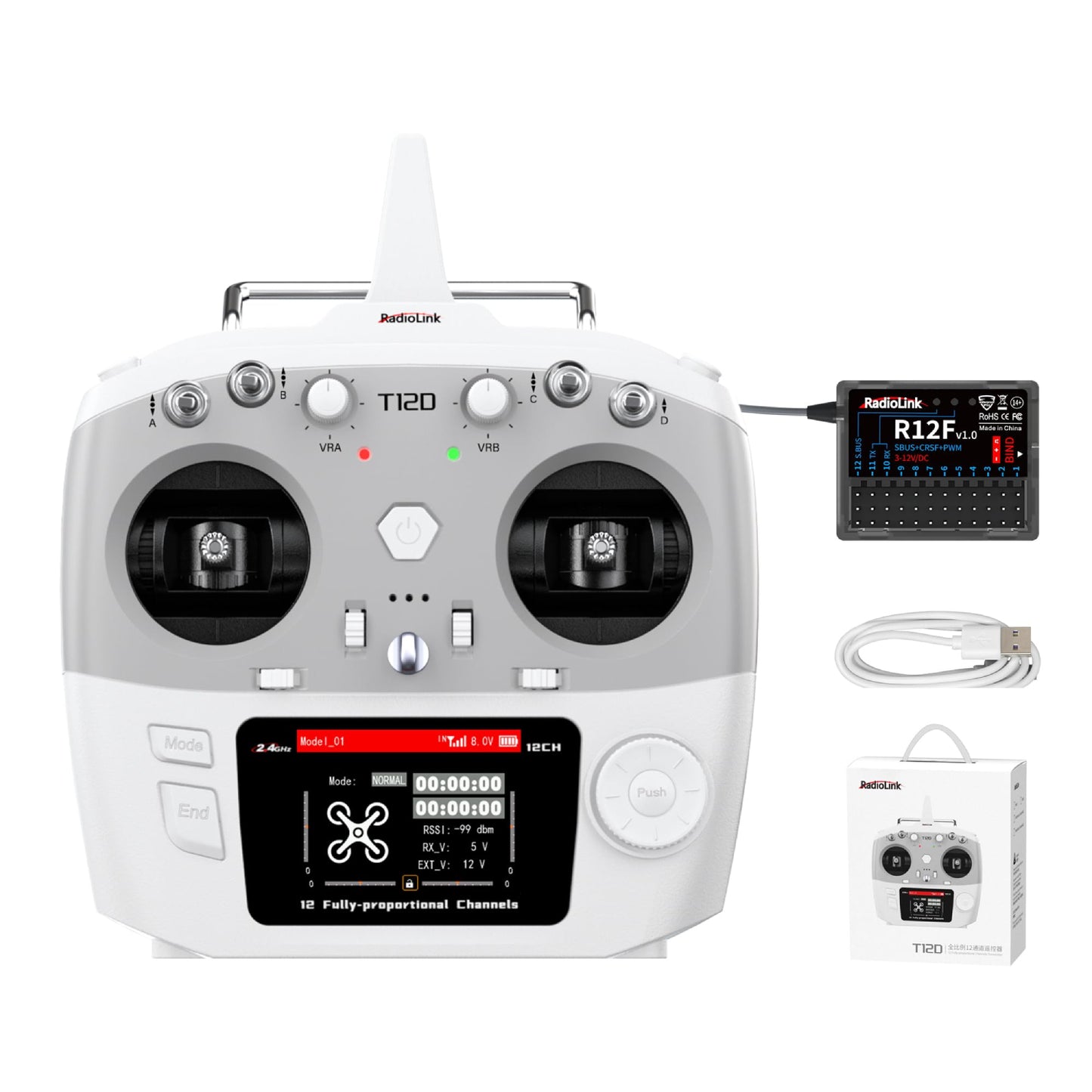 Radiolink T12D 12-Channel ELRS Transmitter & R12F Receiver Combo