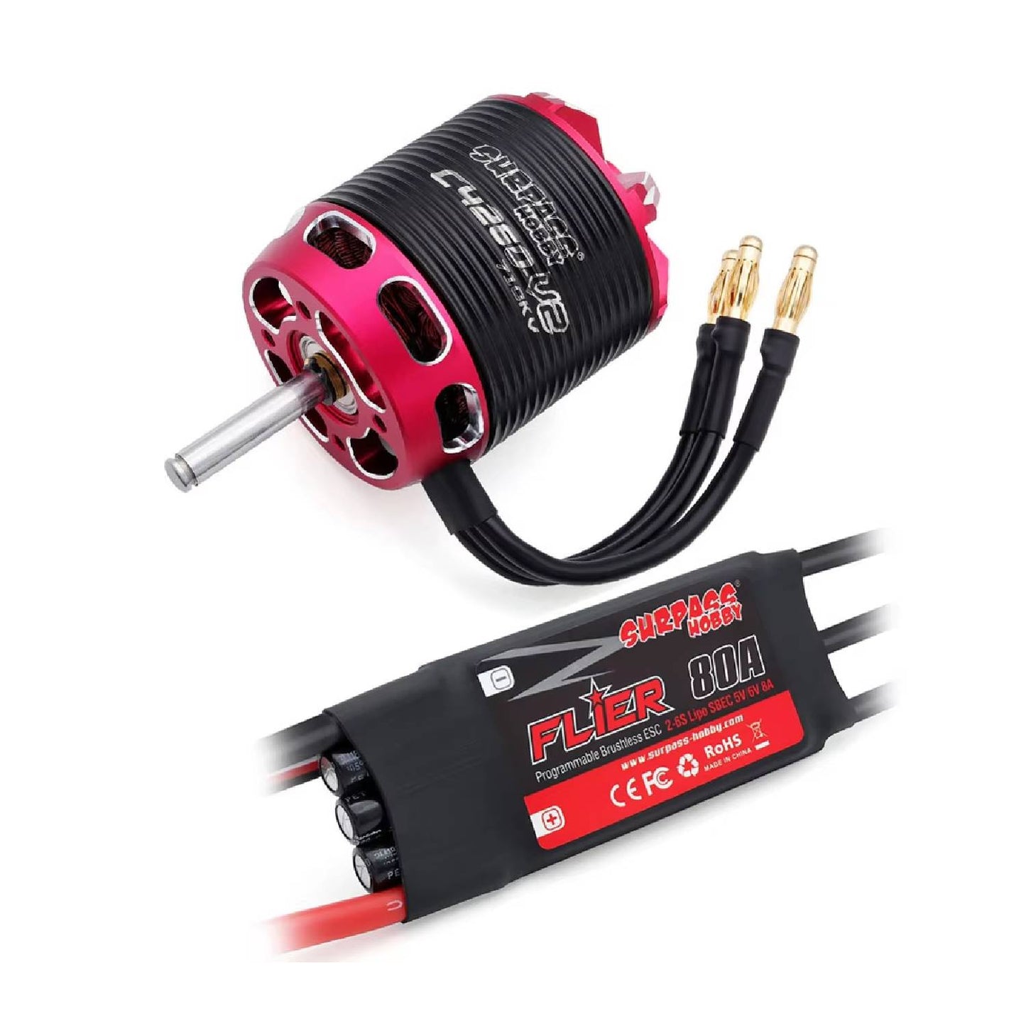 Surpass Hobby C4240/C4250/C4260 V2 2-6S Brushless Outrunner Motor Combo With 60/80A ESC For RC Aircraft & Multicopters