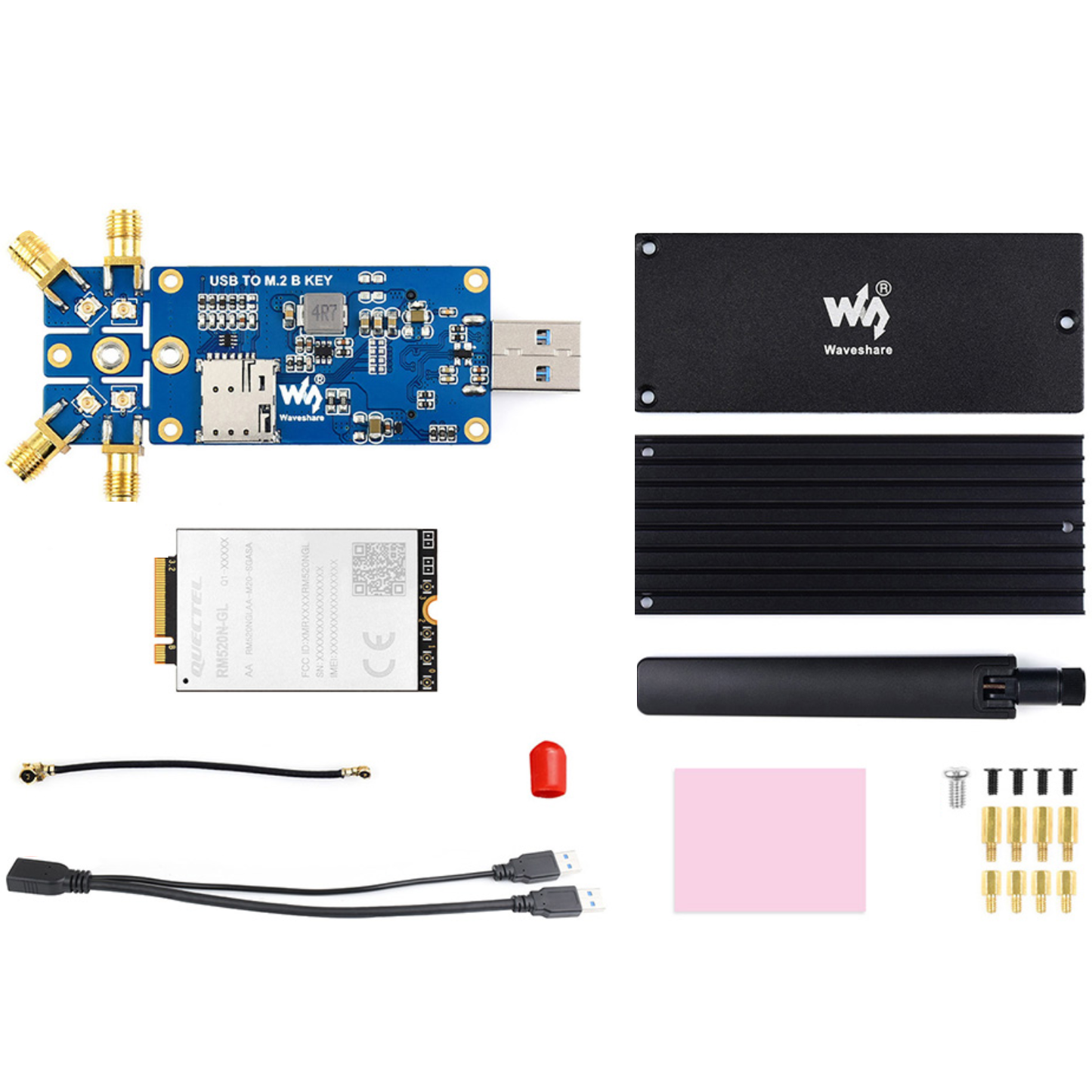 Waveshare 5G DONGLE Module, Quad Antennas, USB3.1 port M.2 Key B Interface