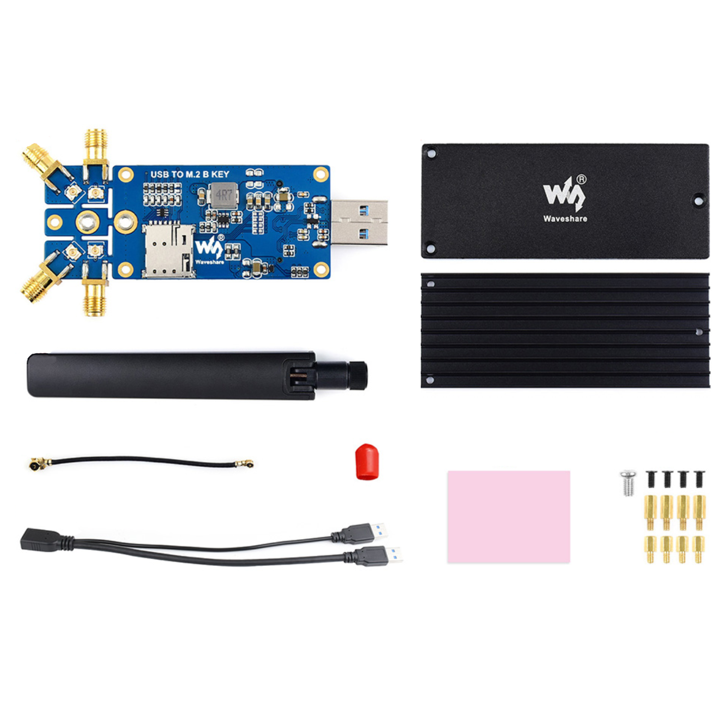 Waveshare 5G DONGLE Module, Quad Antennas, USB3.1 port M.2 Key B Interface