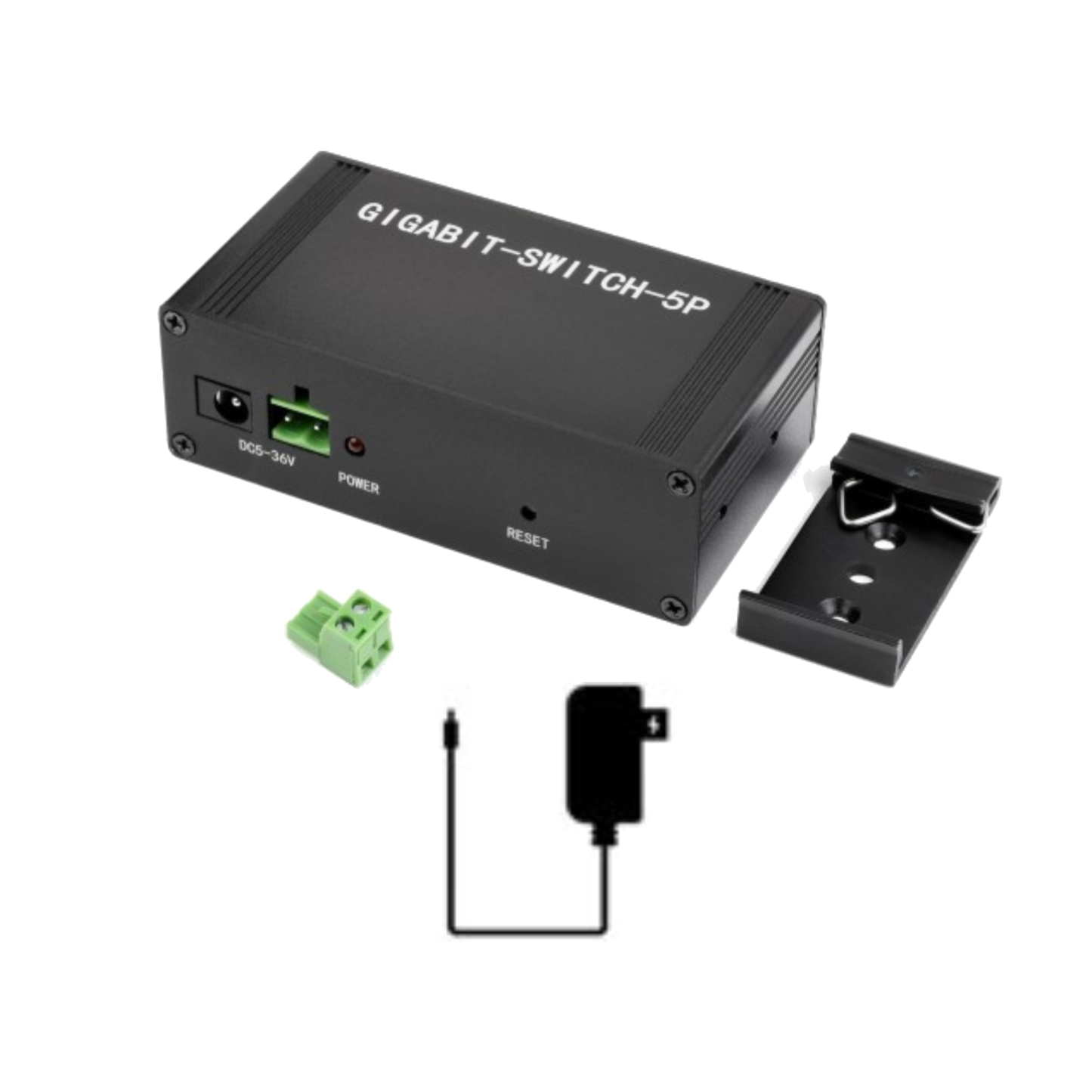 Waveshare Industrial 5-Port Gigabit Ethernet Switch with Adaptor