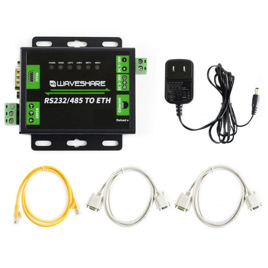 Waveshare Industrial RS232/RS485 to Ethernet Converter RS232/RS485 To Ethernet Converter Module Remote Access to Serial Devices For Industrial Applications (EU) - RS726