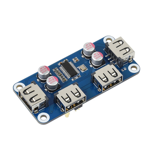 Waveshare USB HUB HAT (B) 4x USB 2.0 Ports USB Hub HAT Increase USB Ports on Raspberry Pi Using Waveshare HAT For Raspberry Pi Series - RS2010