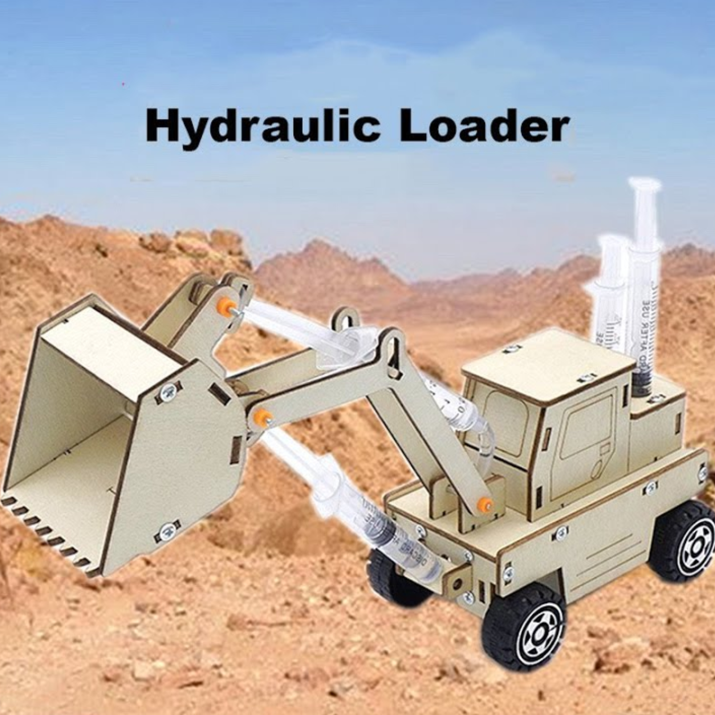 DIY Wooden Hydraulic Loader Kit DIY Puzzle Pack STEM Toy Science Education Set With Robotic Project - RS6250