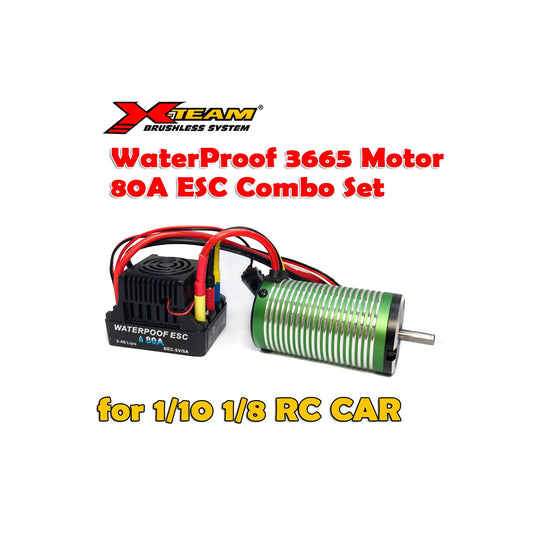 X-TEAM WaterProof 3665 4500KV 3930KV 2680KV Brushless Motor 80A ESC for Remote Control RC Cars 1/10 1/8 Buggy Monster Upgrade
