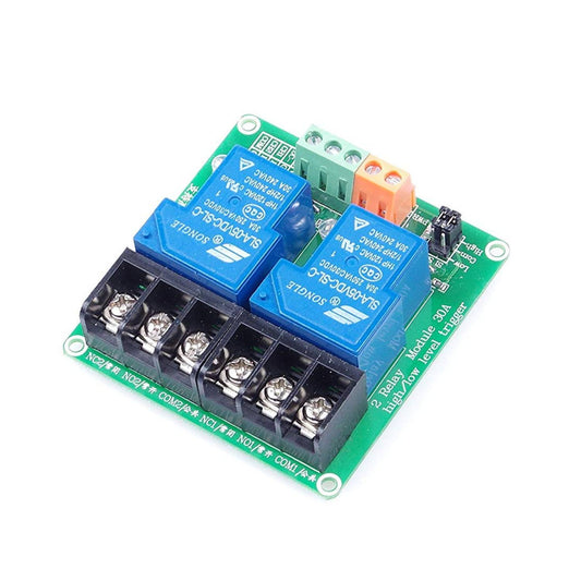2 Channel 5V 30A Relay Module Optocoupler Isolation Relay High/Low Level Triggering Optocoupler Isolation Load 30A DC 30V & AC 250V Relay Module for PLC Automation Control, Industrial System Control, Arduino - RS1818/RS3521
