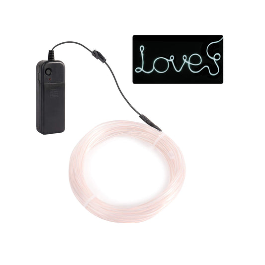 1M EL Wire Neon Glowing Electroluminescent Wire With Battery Holder El Wire For Parties, Halloween Decoration - White - RS206
