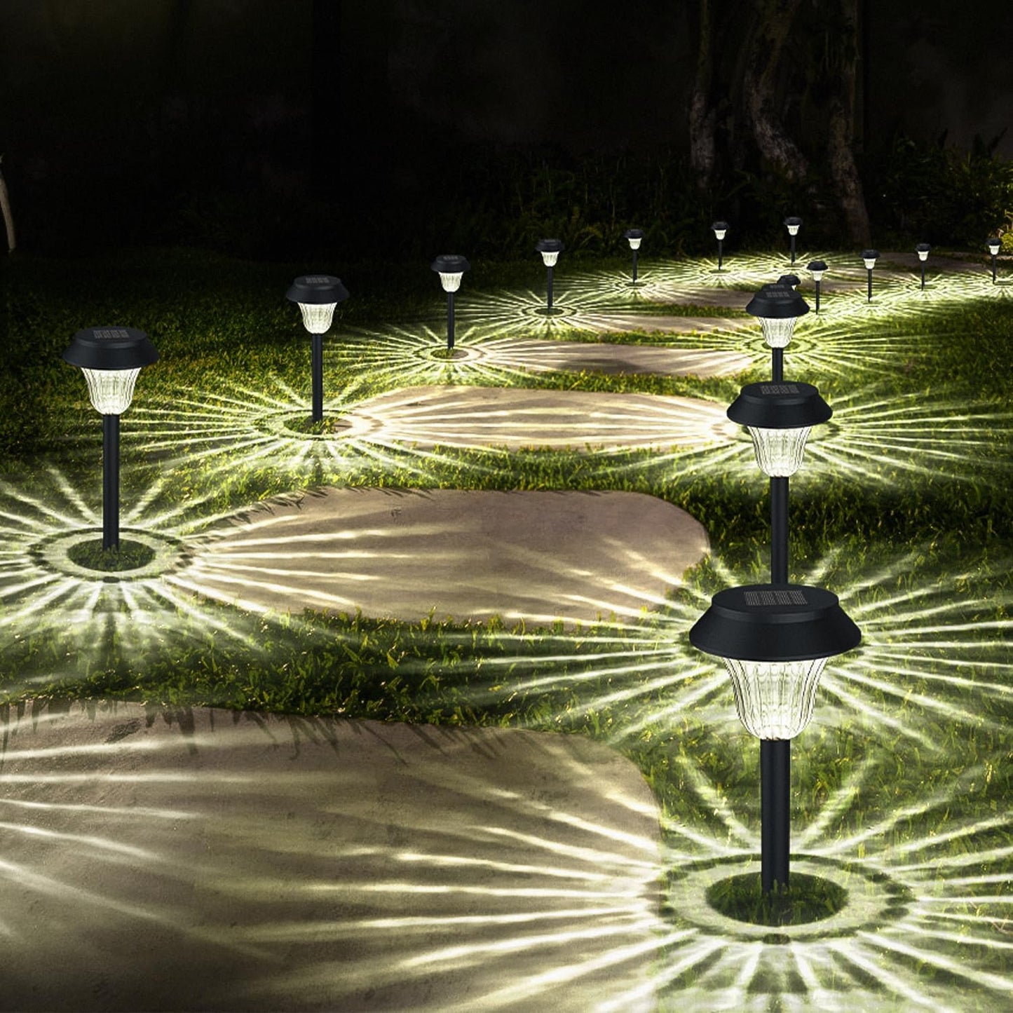 Glass Solar Pathway Lights Outdoor Solar Pathway Lights Landscape Lighting Solar Powered Garden Lights 12 Hrs Long Last Auto On/Off Garden Lights Solar Powered Waterproof, Stainless Steel LED Landscape Lighting For Yard Pack Of 1 - RS2719
