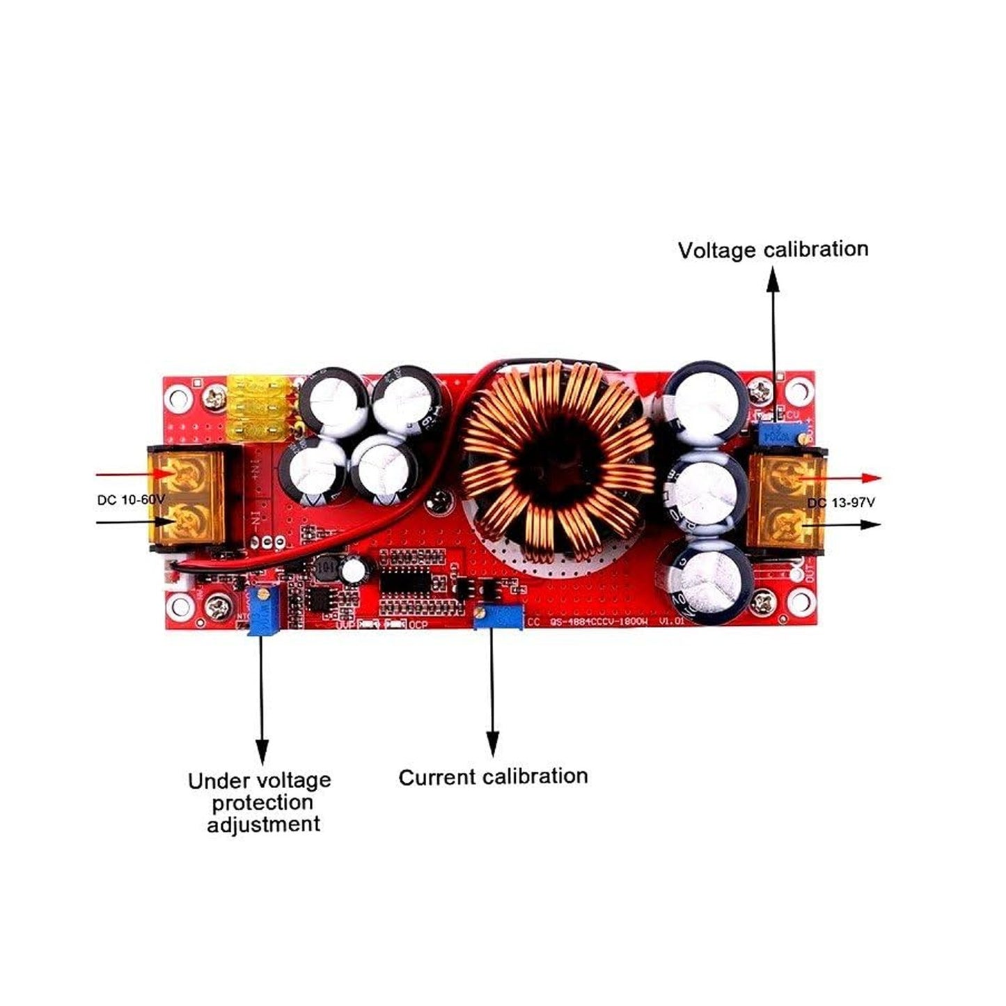 1800W DC-DC Power Supply Module 40A Adjustable DC Power Supply High-Power DC-DC Converter Powerful 1800W DC-DC Converter With constant Voltage and Current Control - RS3475