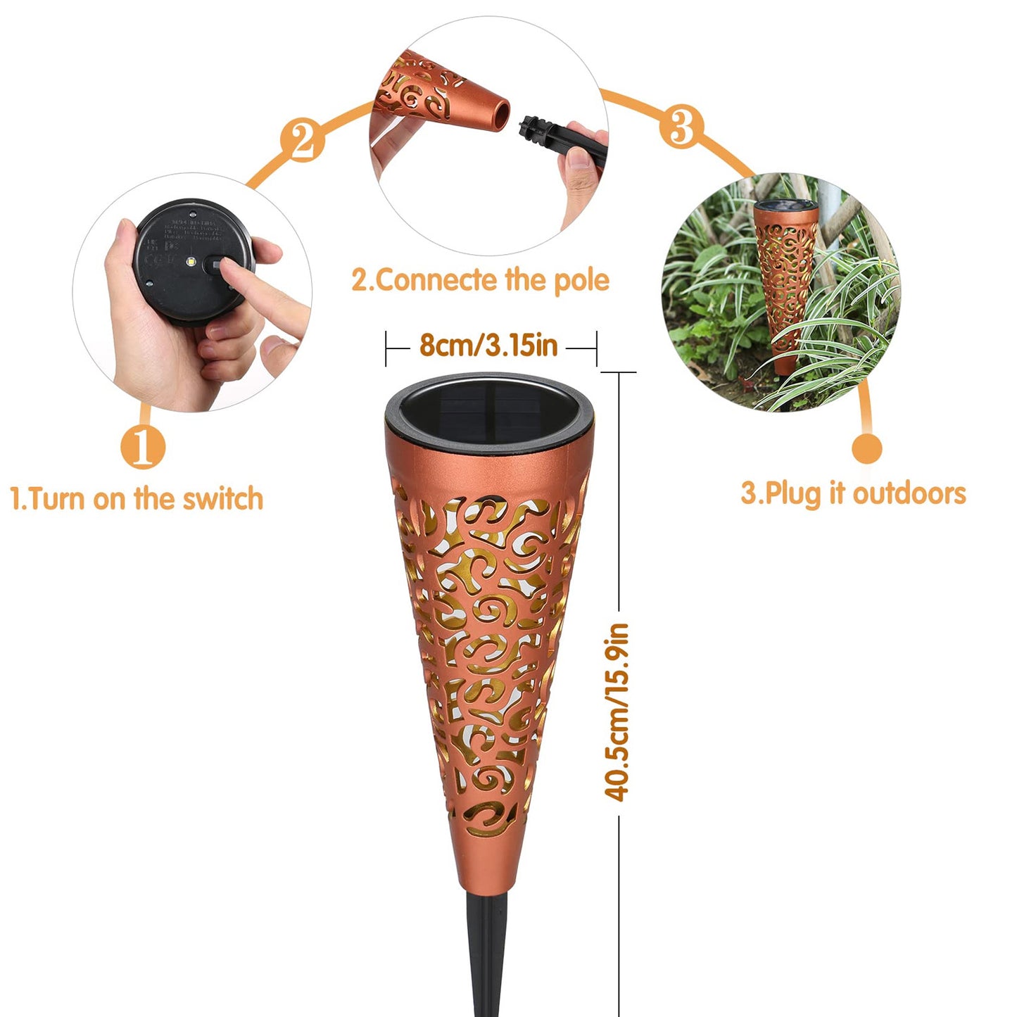 Solar Garden Lights Decorative Outdoor Solar Garden Lights Solar Lights Outdoor Waterproof IP65 Solar Pathway Lights Solar Powered Landscape Backyard Lawn Decor Lighting Stakes 15 Lumen Solar Lights - RS5859