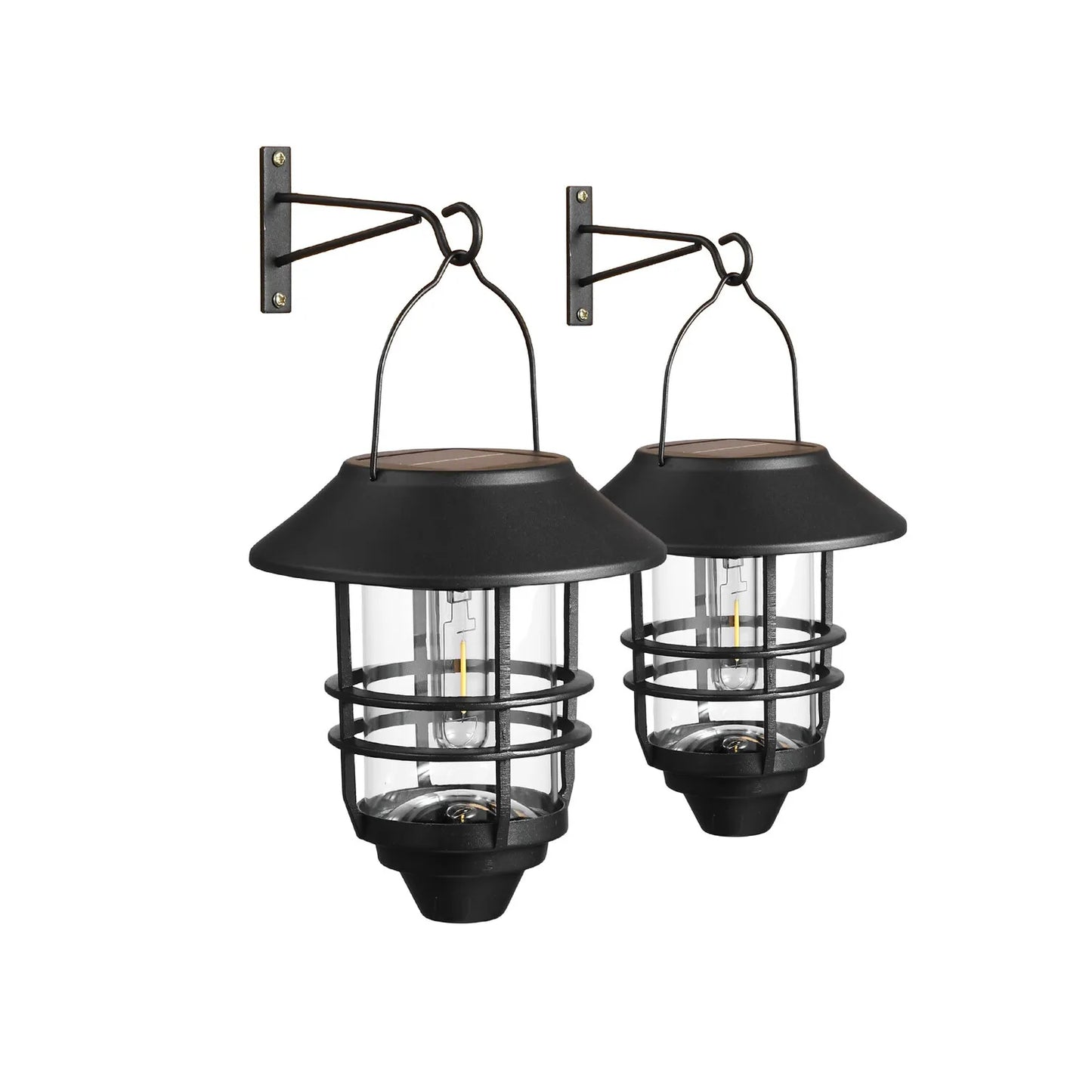 Solar Hanging Lanterns Light Waterproof Solar Lanterns Solar Flickering Flame Lights Outdoor Solar Light Weatherproof Solar Wall Lights Perfect For Outdoor Decor on Fences Patios and Porches Pack of 1 - RS6130