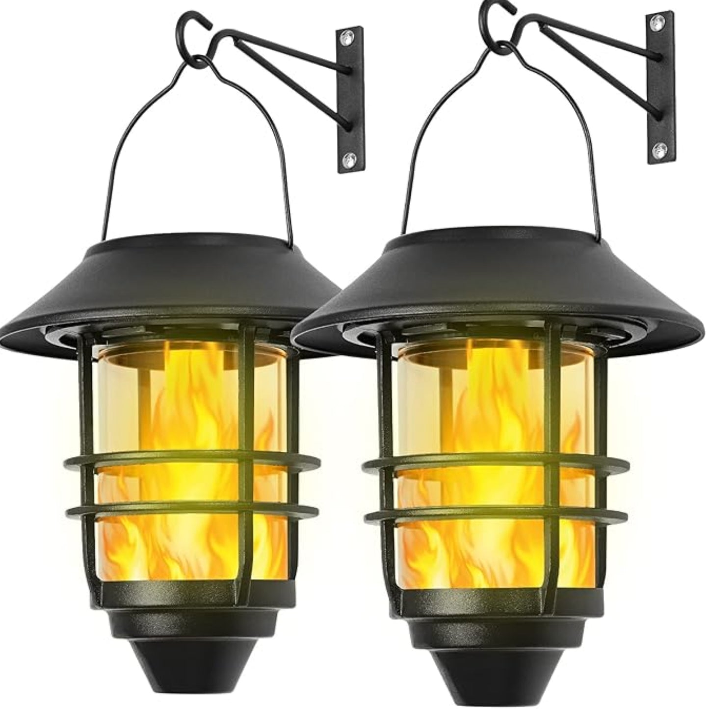 Solar Hanging Lanterns Light Waterproof Solar Lanterns Solar Flickering Flame Lights Outdoor Solar Light Weatherproof Solar Wall Lights Perfect For Outdoor Decor on Fences Patios and Porches Pack of 1 - RS6130