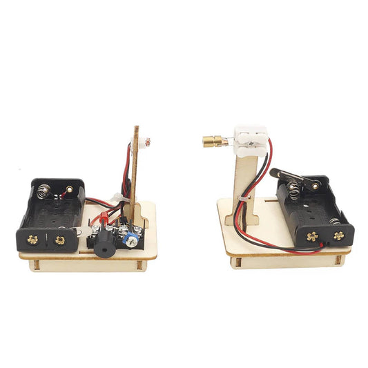 Laser Infrared Alarm STEM Kit Wooden Laser Infrared Alarm Model Early Educational Learning Kits for Kids Robot Construction Sets Electric Educational STEM Kit - RS6304